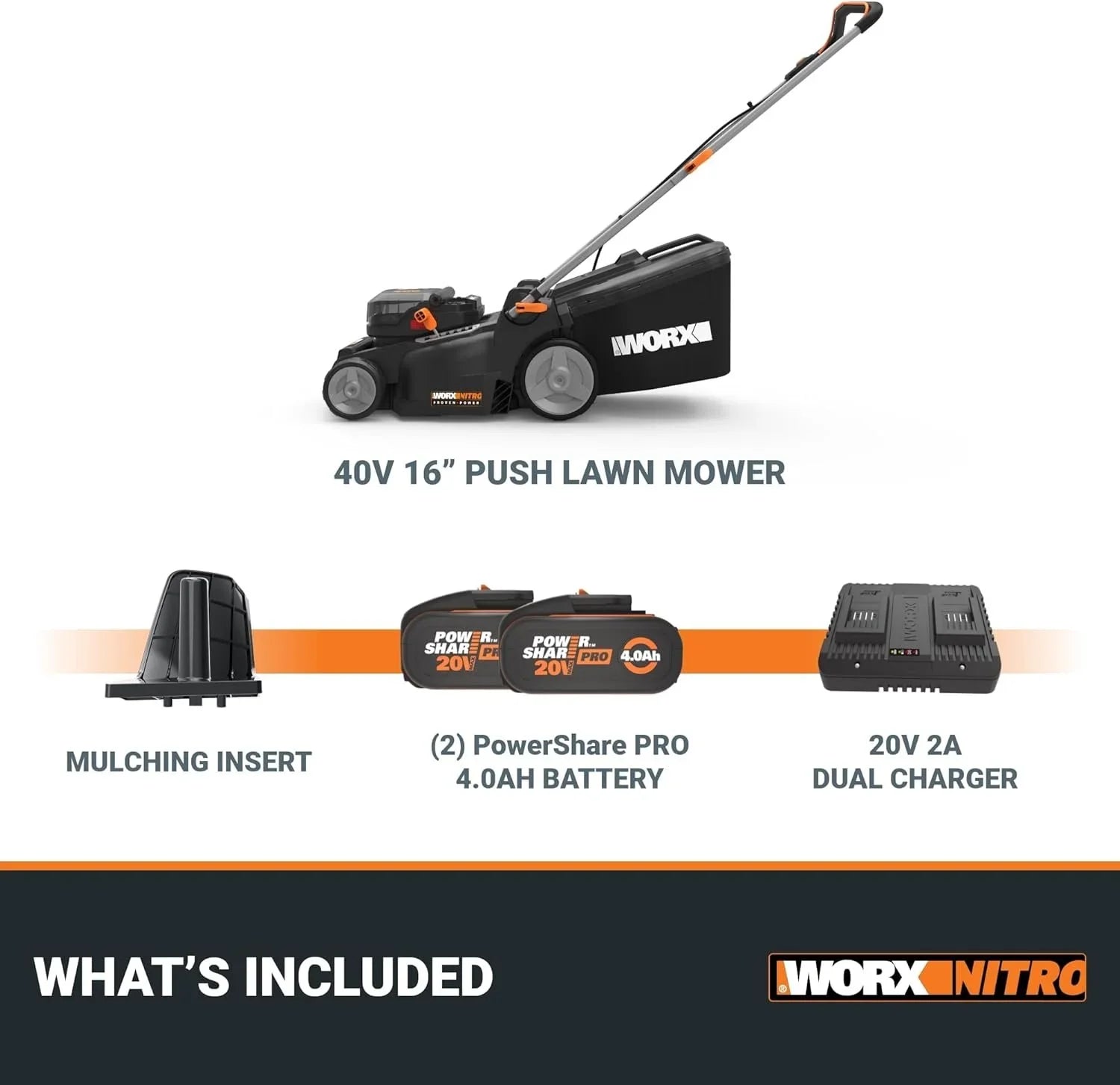 worx nitro 40v 16″ cordless lawn mowers w/brushless motor 2.0 & intellicut. worx nitro 40v 16″ cordless lawn mowers w/brushless motor 2.0 & intellicut.