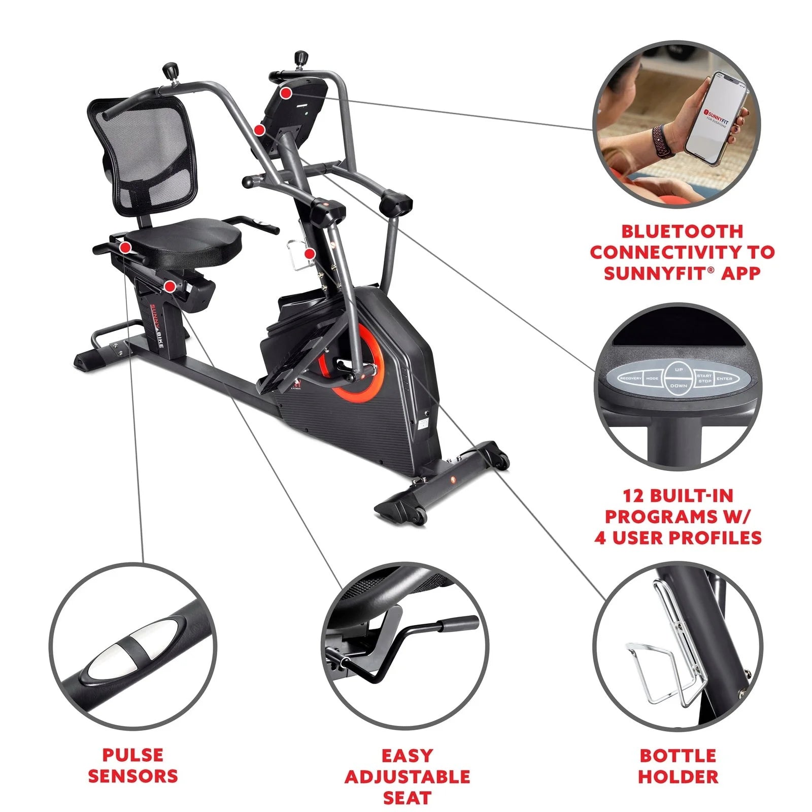 sunny health & fitness smart recumbent cross trainer elliptical exercise bikes. sunny health & fitness smart recumbent cross trainer elliptical exercise bikes.