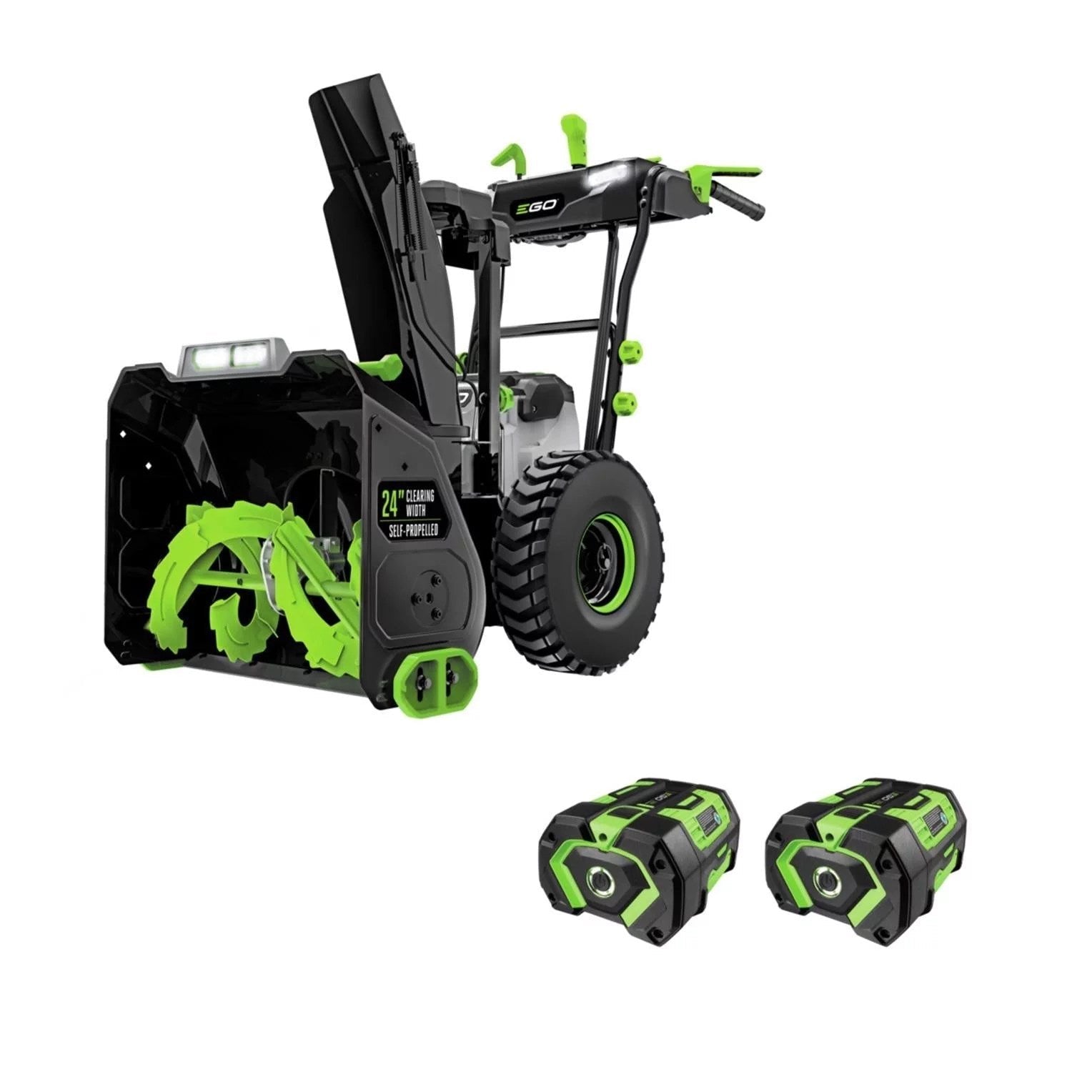 ego power+ snt2405 24 in. two stage 56 v battery snow blower kit (battery & charger) w/ two 7.5 ah batteries ego power+ snt2405 24 in. two stage 56 v battery snow blower kit (battery & charger) w/ two 7.5 ah batteries