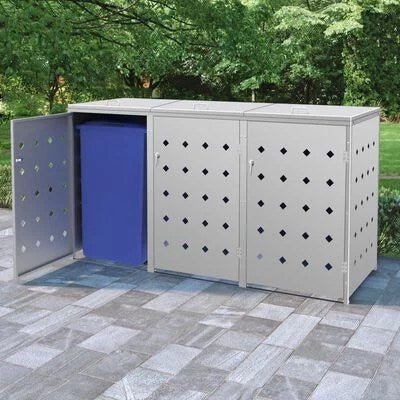 vidaxl triple wheelie bin shed 63.4 gal stainless vidaxl triple wheelie bin shed 63.4 gal stainless