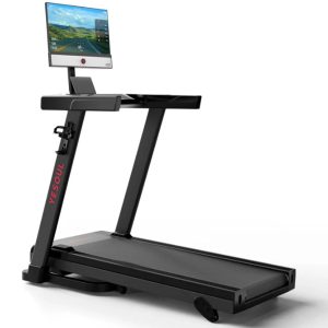 yesoul t1m plus smart folding treadmill with 21.5 inch touchscreen, brushless quiet motor, 3 level incline, 9 mph, app sync & space saving design for