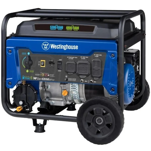 westinghouse wgen5300dfcv – 5300 watt dual fuels portable generators w/ rv outlet & co sensor (49 state) westinghouse wgen5300dfcv – 5300 watt dual fuels portable generators w/ rv outlet & co sensor (49 state)