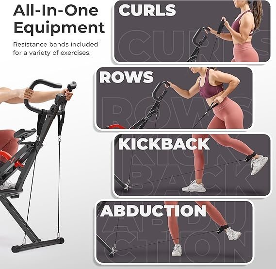 sunny health & fitness row n ride pro, full body combo squat machine w/optional resistance band, easy setup ab workout exercise equipment for home, whole body cardio, optional sunnyfit app connection sunny health & fitness row n ride pro, full body combo squat machine w/optional resistance band, easy setup ab workout exercise equipment for home, whole body cardio, optional sunnyfit app connection