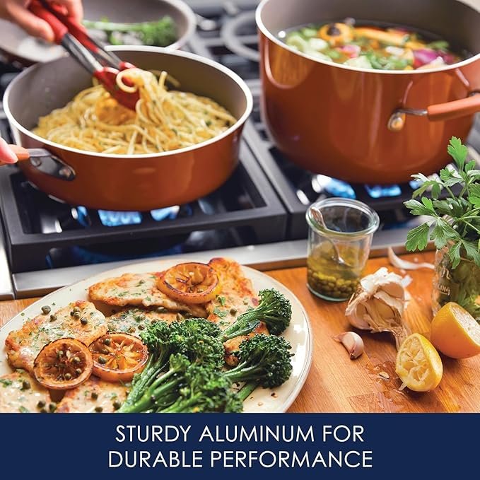 rachael ray cucina nonstick cookware pots and pans set, 12 piece, pumpkin orange rachael ray cucina nonstick cookware pots and pans set, 12 piece, pumpkin orange