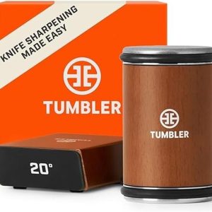the original tumbler rolling knife sharpener™ – knife sharpening made easy – rolling knife sharpener tool for kitchen knives – knife sharpener kit offers 15 & 20 degree sharpening (wood)