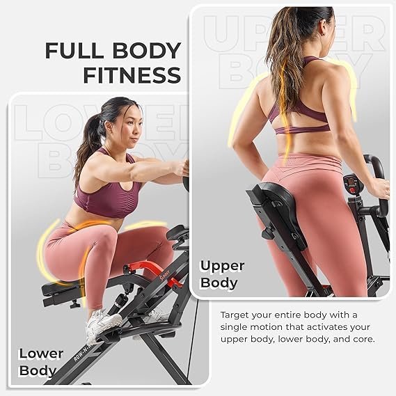 sunny health & fitness row n ride pro, full body combo squat machine w/optional resistance band, easy setup ab workout exercise equipment for home, whole body cardio, optional sunnyfit app connection sunny health & fitness row n ride pro, full body combo squat machine w/optional resistance band, easy setup ab workout exercise equipment for home, whole body cardio, optional sunnyfit app connection