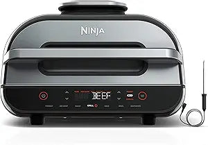 ninja | indoor grill and air fryer| foodi smart xl | 6 in 1 grill, air fry, roast, bake, broil, dehydrate & crisp |smart thermometer & splatter shield | dishwasher safe parts | black/silver | fg551 ninja | indoor grill and air fryer| foodi smart xl | 6 in 1 grill, air fry, roast, bake, broil, dehydrate & crisp |smart thermometer & splatter shield | dishwasher safe parts | black/silver | fg551