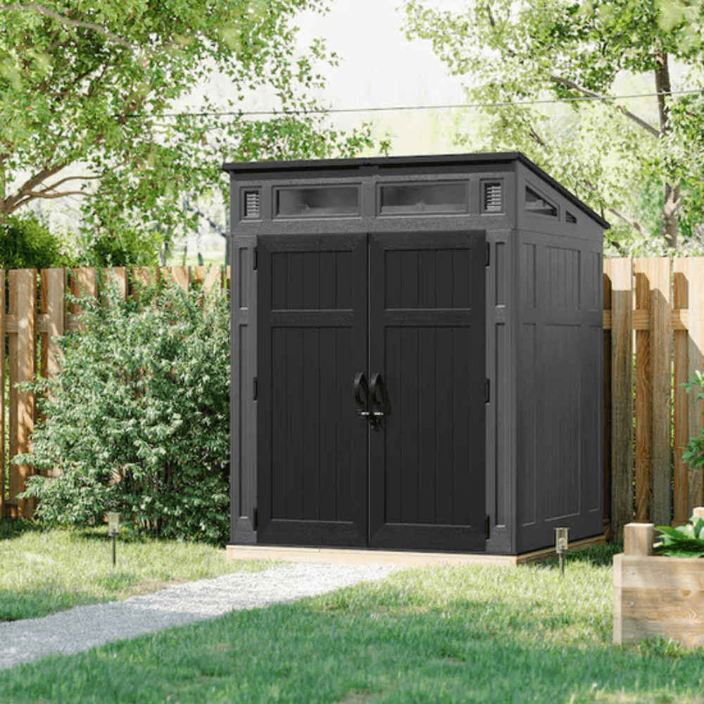 suncast 6 ft x 5 ft resin shed lean to resin storage shed (floor included) suncast 6 ft x 5 ft resin shed lean to resin storage shed (floor included)