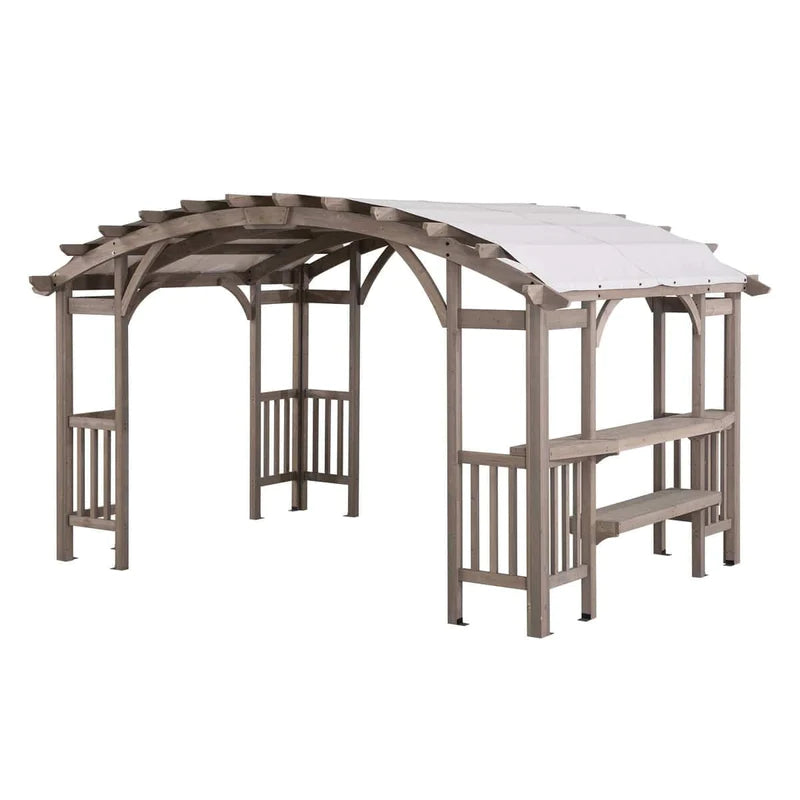sunjoy bellucci 10 x 14 ft. light grey outdoor cedar wood framed arched pergola sunjoy bellucci 10 x 14 ft. light grey outdoor cedar wood framed arched pergola