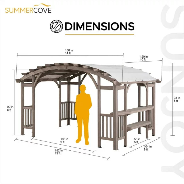 sunjoy bellucci 10 x 14 ft. light grey outdoor cedar wood framed arched pergola sunjoy bellucci 10 x 14 ft. light grey outdoor cedar wood framed arched pergola
