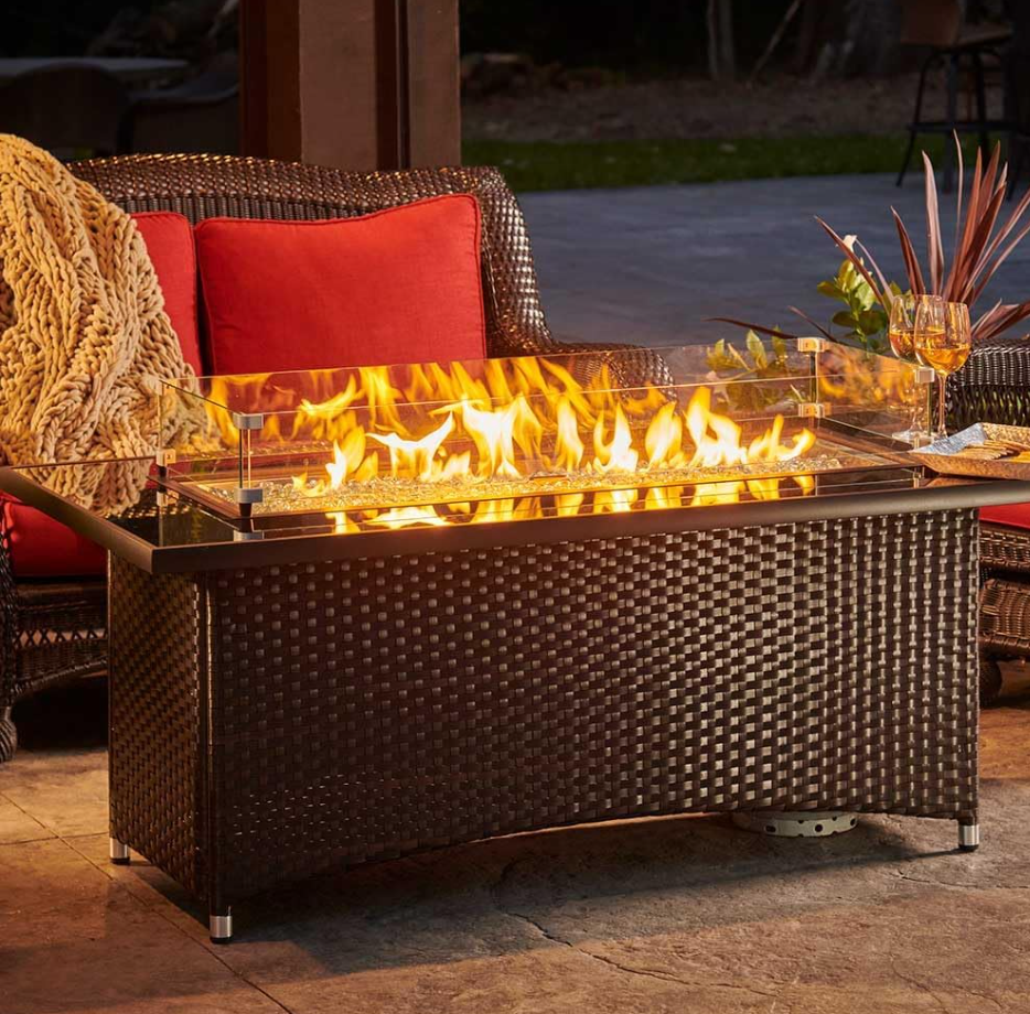 the outdoor greatroom company montego 59 inch linear propane gas fire pit table the outdoor greatroom company montego 59 inch linear propane gas fire pit table