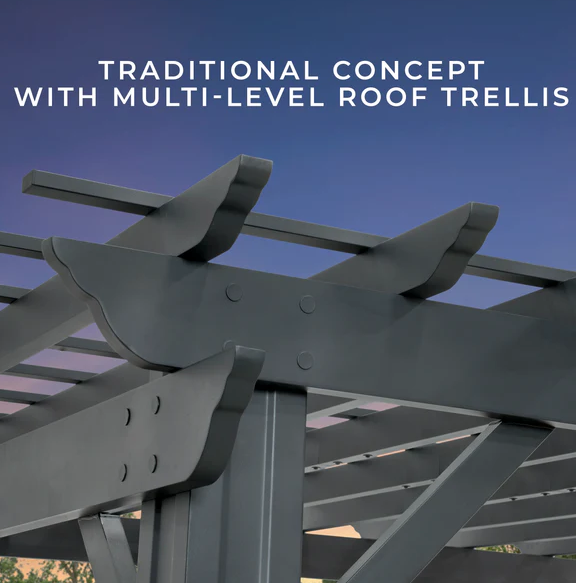 stratford 14 ft. x 10 ft. black steel traditional pergola with sail shade soft canopy stratford 14 ft. x 10 ft. black steel traditional pergola with sail shade soft canopy