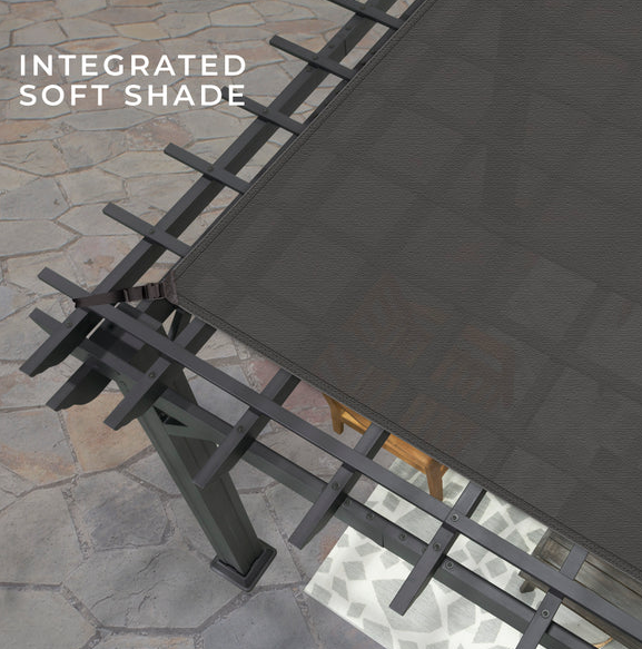 stratford 16 ft. x 12 ft. black steel traditional pergola with sail shade soft canopy stratford 16 ft. x 12 ft. black steel traditional pergola with sail shade soft canopy