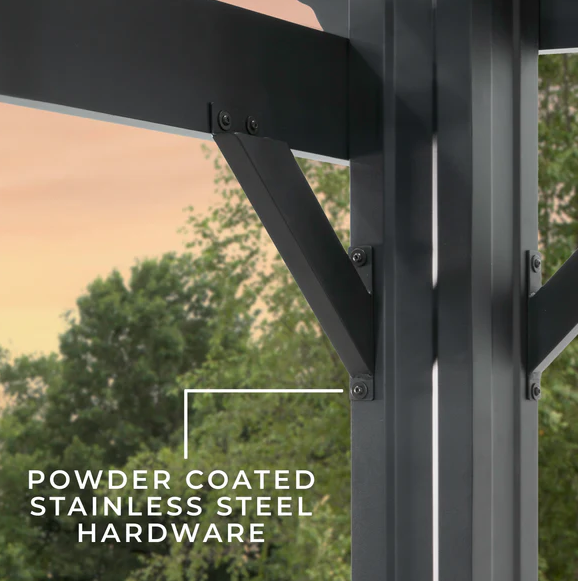 stratford 16 ft. x 12 ft. black steel traditional pergola with sail shade soft canopy stratford 16 ft. x 12 ft. black steel traditional pergola with sail shade soft canopy