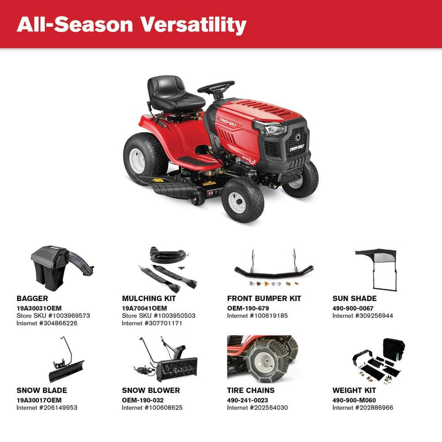 troy bilt bronco 42 – 42” 19hp briggs & stratton automatic drive gas riding lawn tractor troy bilt bronco 42 – 42” 19hp briggs & stratton automatic drive gas riding lawn tractor