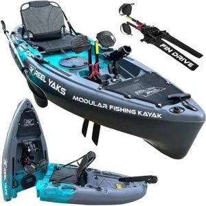 reel yaks raptor modular fishing kayak – 9.5ft lightweight sit on top kayak for adults & youth – stable & portable, ideal space saving design for travels – 380lbs capacity