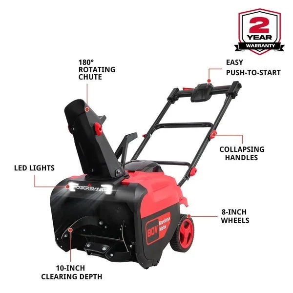 powersmart 80v 21″ cordless snow blower with 2 batteries and chargers powersmart 80v 21″ cordless snow blower with 2 batteries and chargers