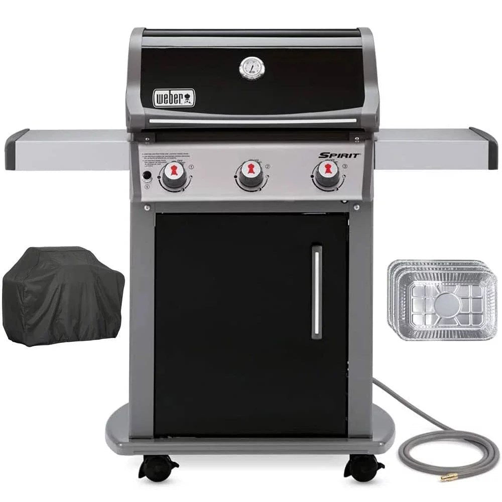 weber 47510001 spirit e 310 3 burner natural gas black bundle with generic grill cover barbecue drip pans set of 3 weber 47510001 spirit e 310 3 burner natural gas black bundle with generic grill cover barbecue drip pans set of 3